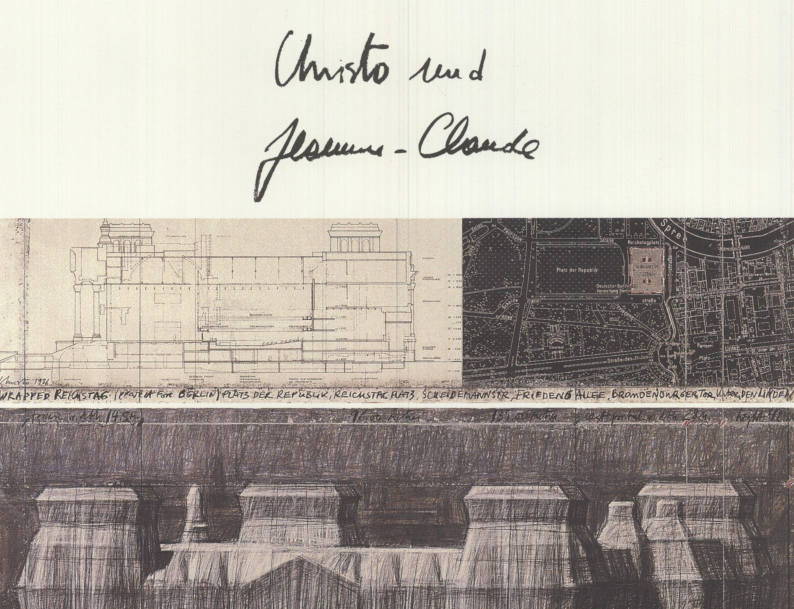Cette affiche fascinante, intitulée Wrapped Reichstag - Project for Berlin, commémore le projet emblématique d'art environnemental à grande échelle de Christo et Jeanne-Claude, qui a eu lieu en 1995. L'affiche présente une reproduction exquise de