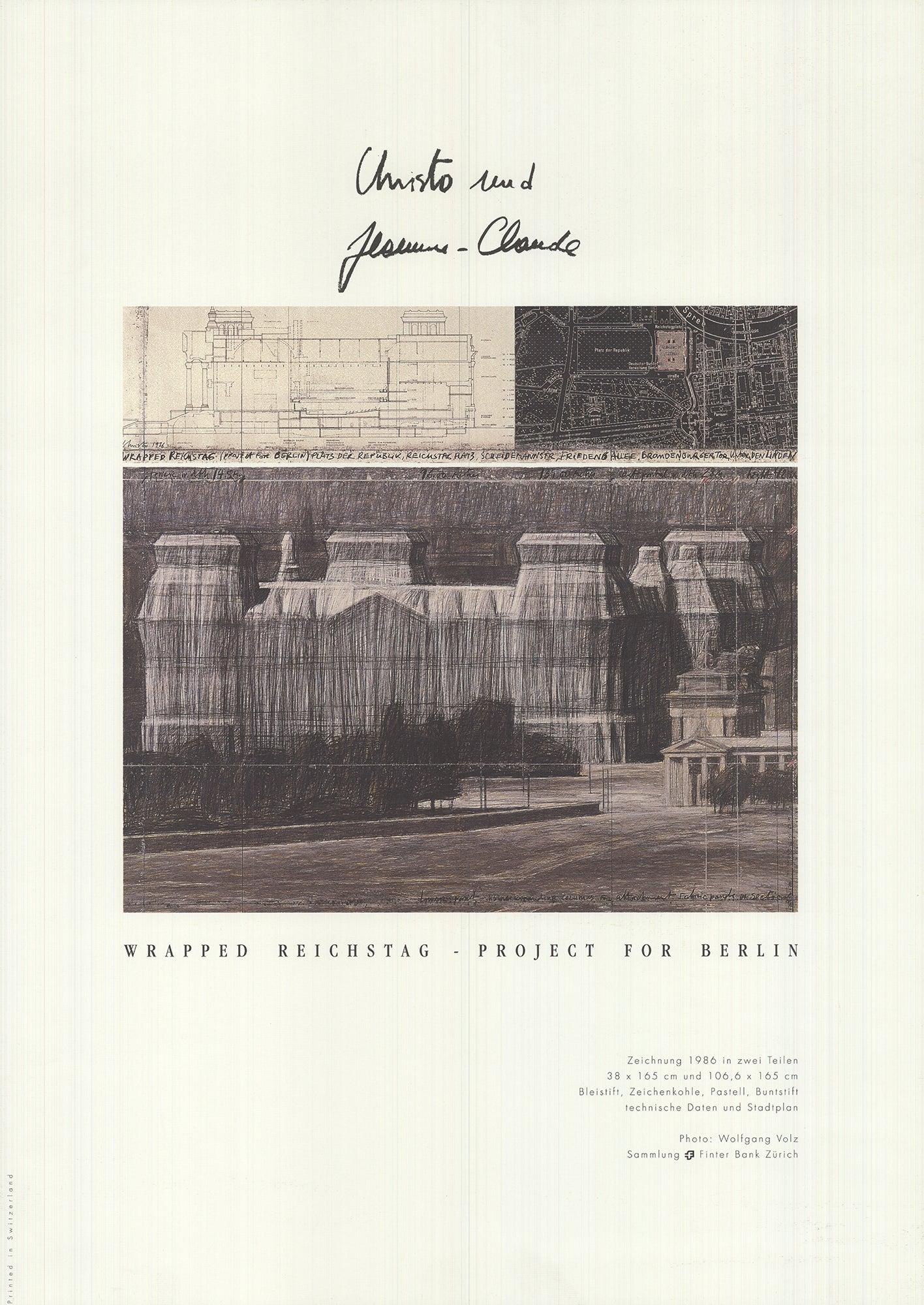 « Wrapped Reichstag- Project for Berlin » 1995 - Print de Javacheff Christo