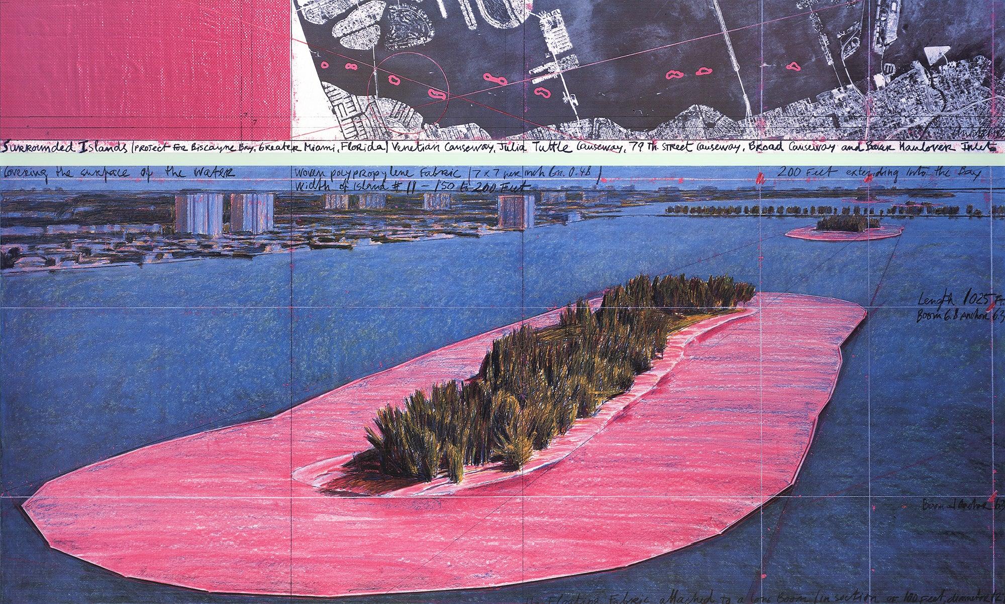 Isole circondate 1982', Key Biscayne, Miami, Florida - Print di Javacheff Christo