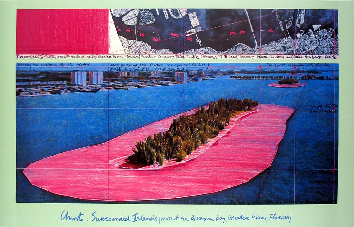 Javacheff Christo Landscape Print - 
Surrounded Islands 1982
, Key Biscayne, Miami, Florida
