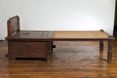 Javanese 19th Century Teak Wood Daybed with Storage and Hand Woven Rattan