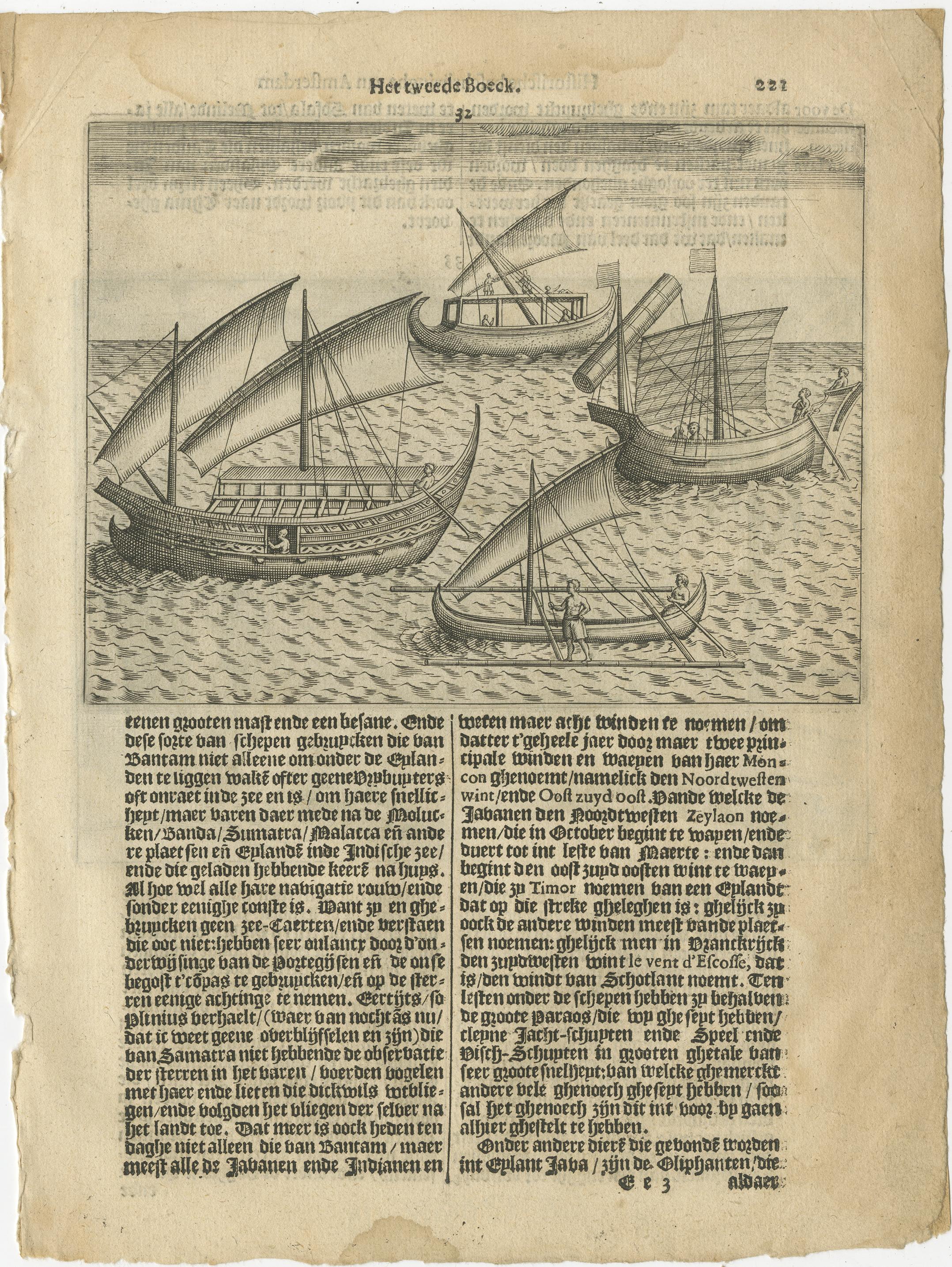 Javanese and Malay Ships near Bantam, from Pontanus’ Amsterdam History, 1611 For Sale 3