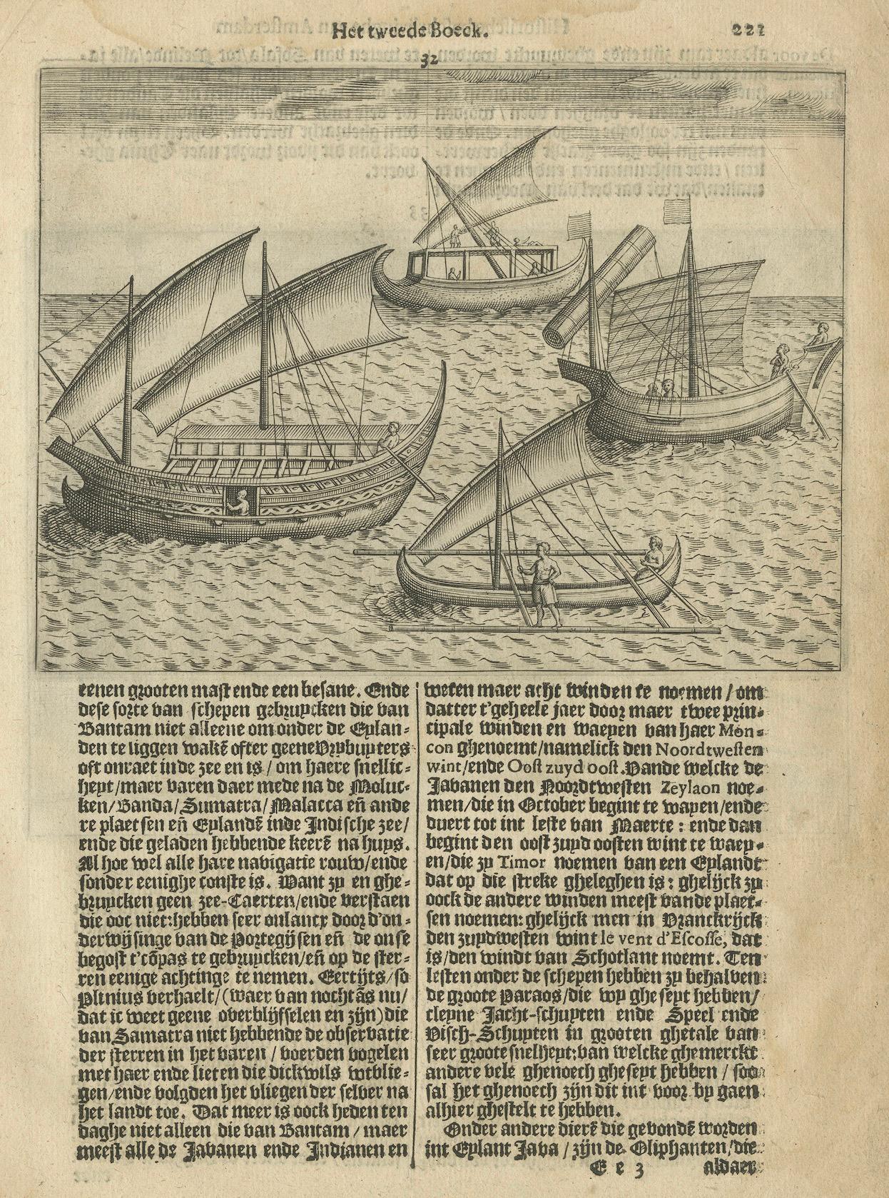 Javanese and Malay Ships near Bantam, from Pontanus’ Amsterdam History, 1611 For Sale 2