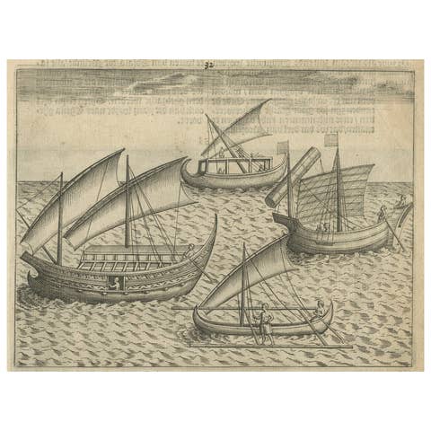 Javanese and Malay Ships near Bantam, from Pontanus’ Amsterdam History, 1611