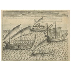 Javanese and Malay Ships near Bantam, from Pontanus’ Amsterdam History, 1611