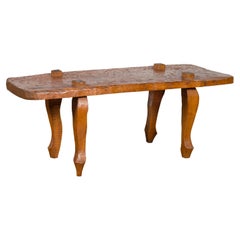 Javanese Arts & Crafts Teak Table with Recessed Legs and Distressed Appearance