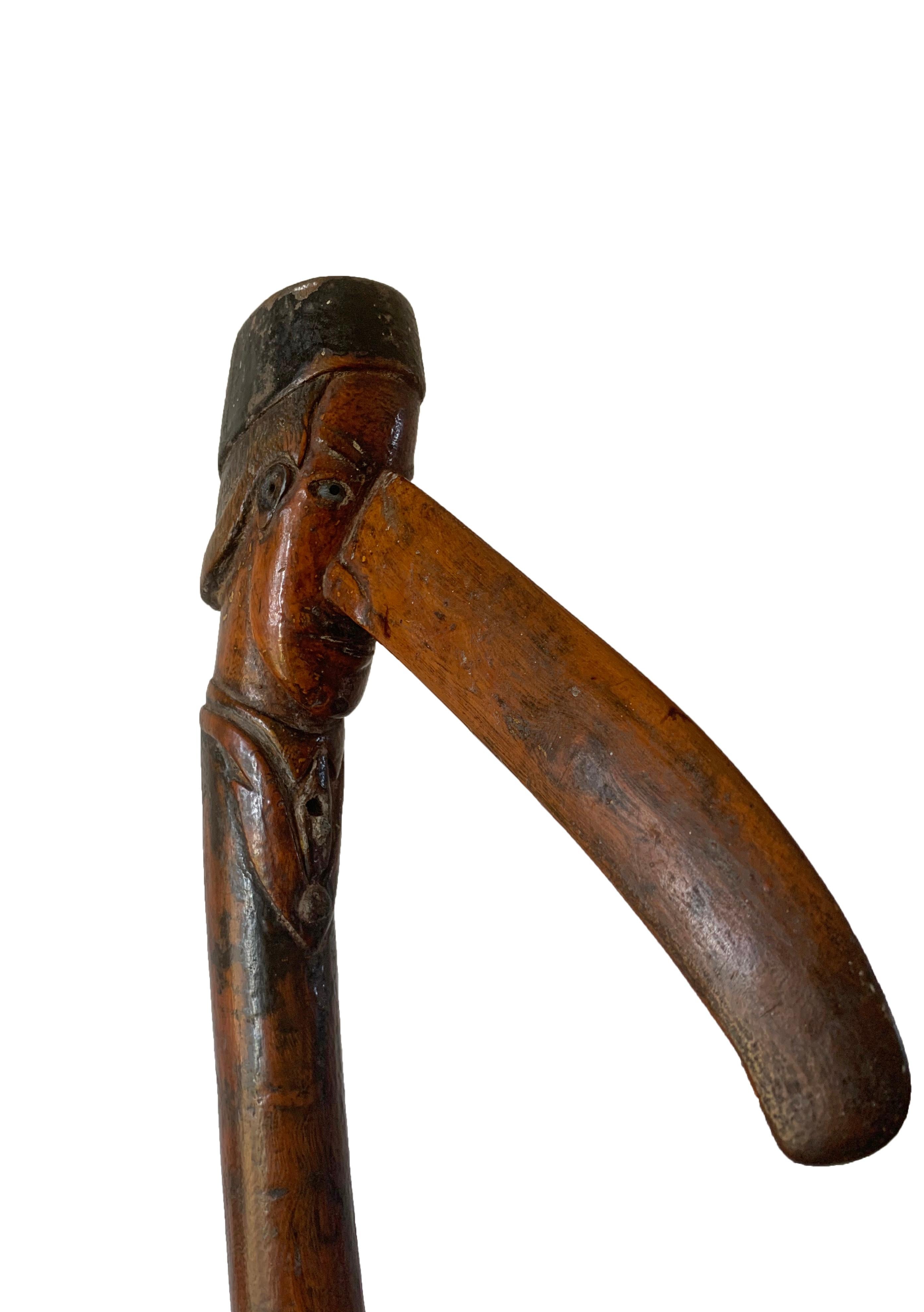 Indonesian Javanese Birdman Walking Stick from Wood, C. 1900 For Sale