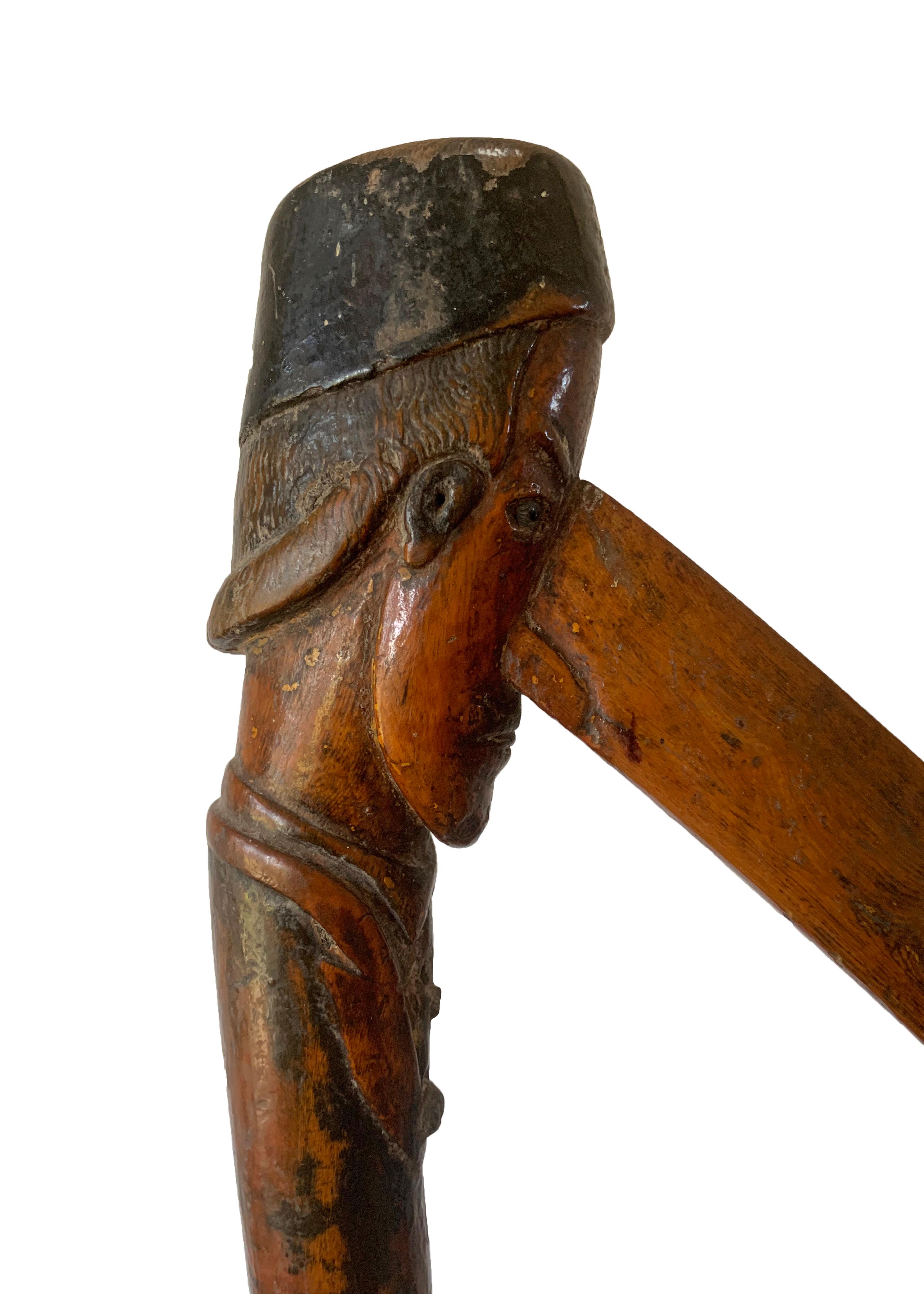 Hand-Crafted Javanese Birdman Walking Stick from Wood, C. 1900 For Sale