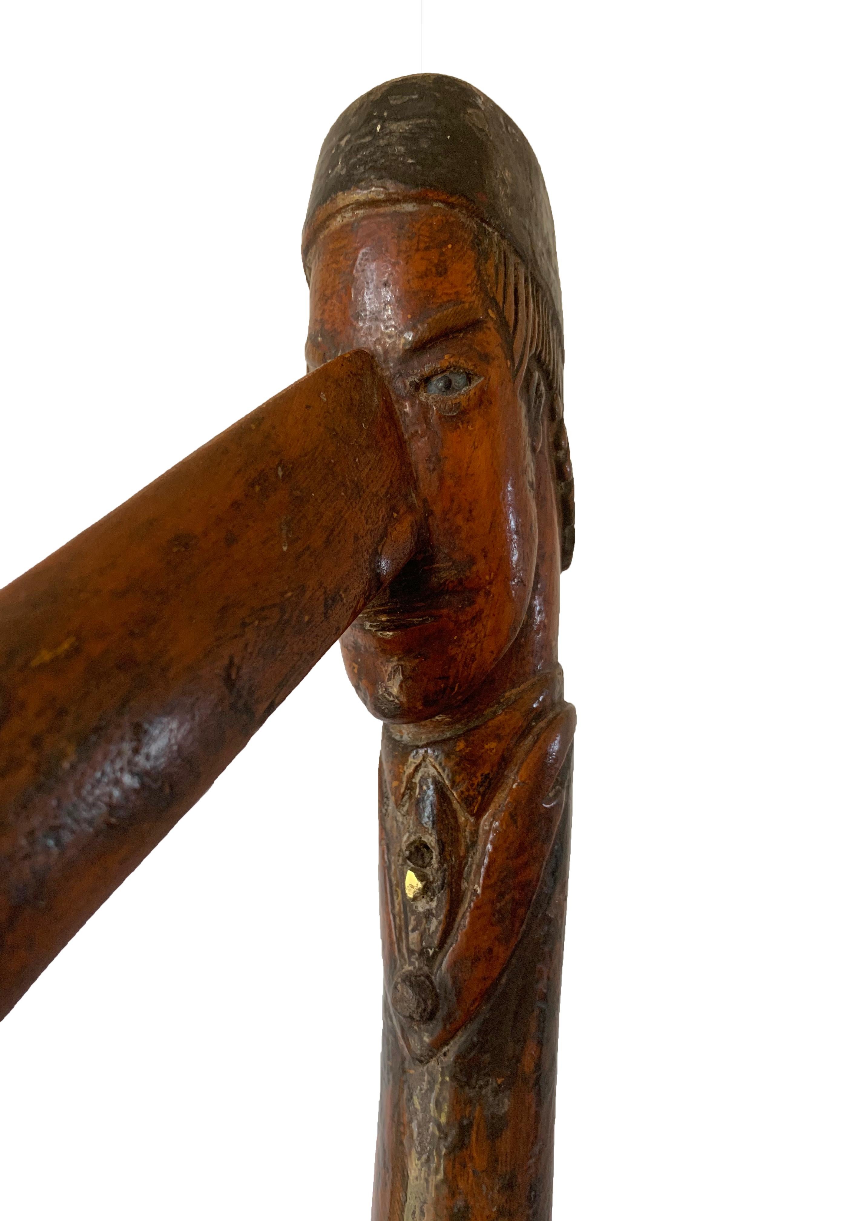 Javanese Birdman Walking Stick from Wood, C. 1900 In Good Condition For Sale In Jimbaran, Bali