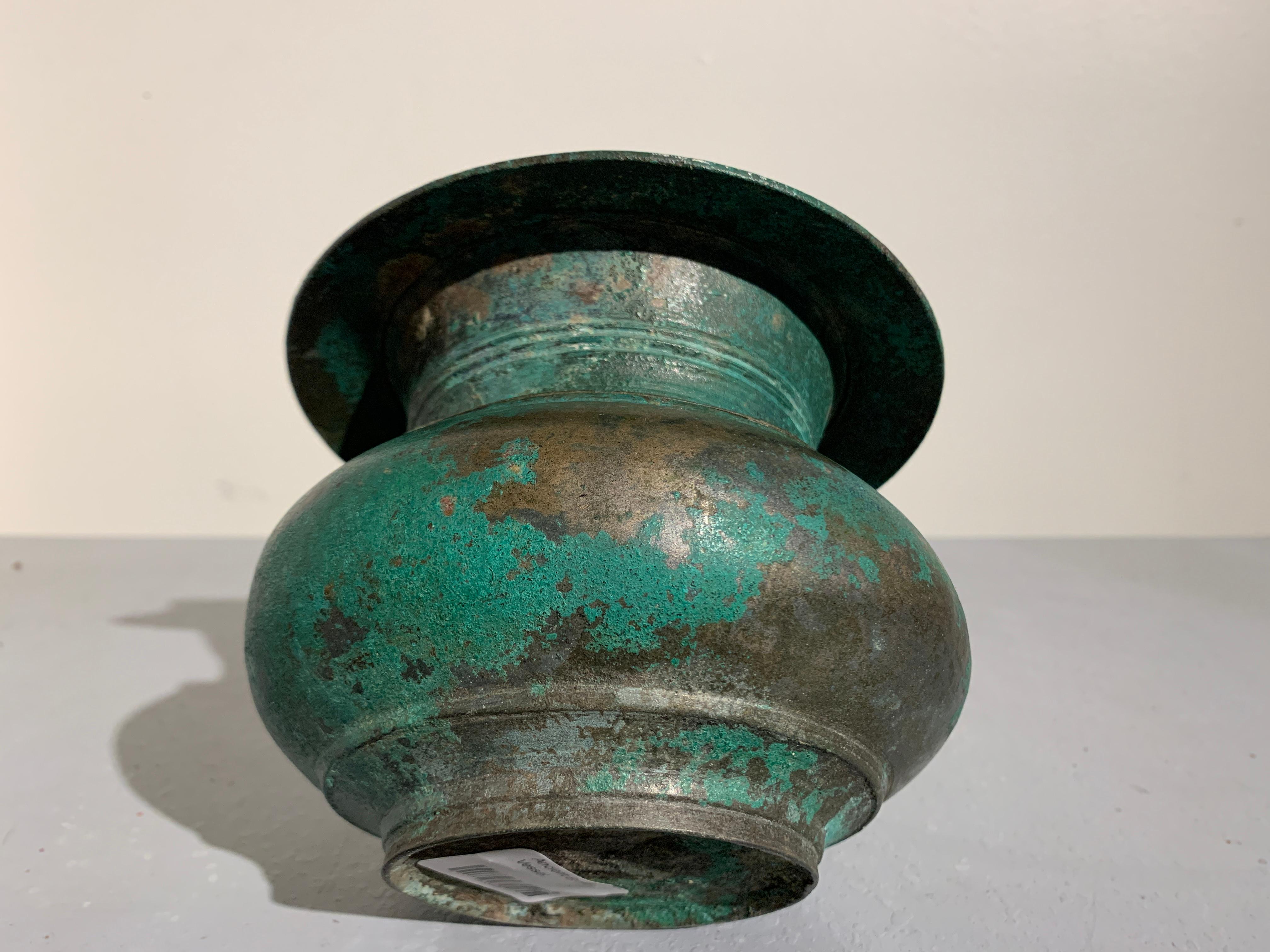18th Century and Earlier Javanese Bronze Offering Vessel, Central Javanese Period, 13th Century