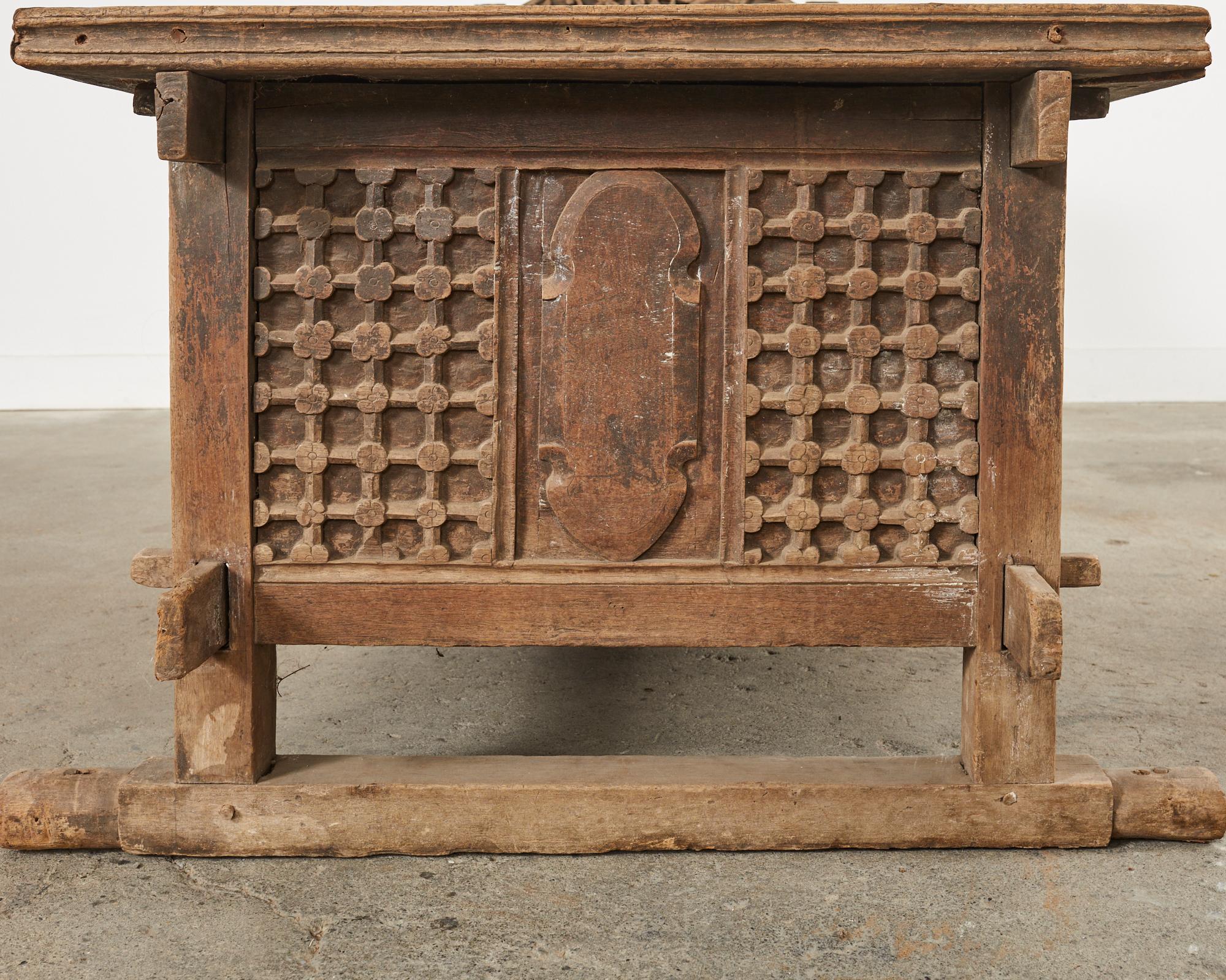 Javanese Carved Teak Indo Wedding Chest Daybed from Bali For Sale 7