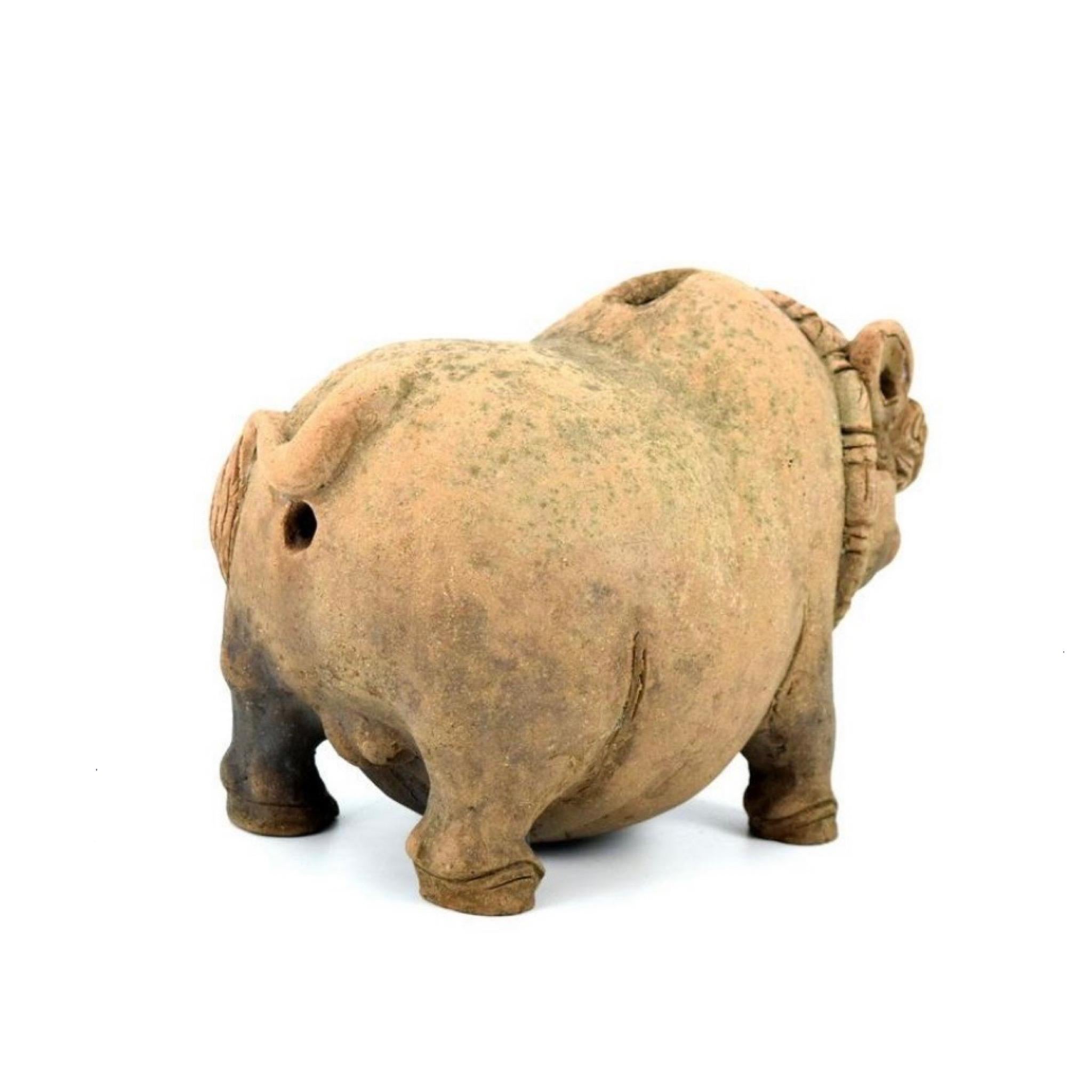 Fired Javanese Clay Terracotta Piggy Bank from the Majapahit Kingdom (1292-1520) For Sale
