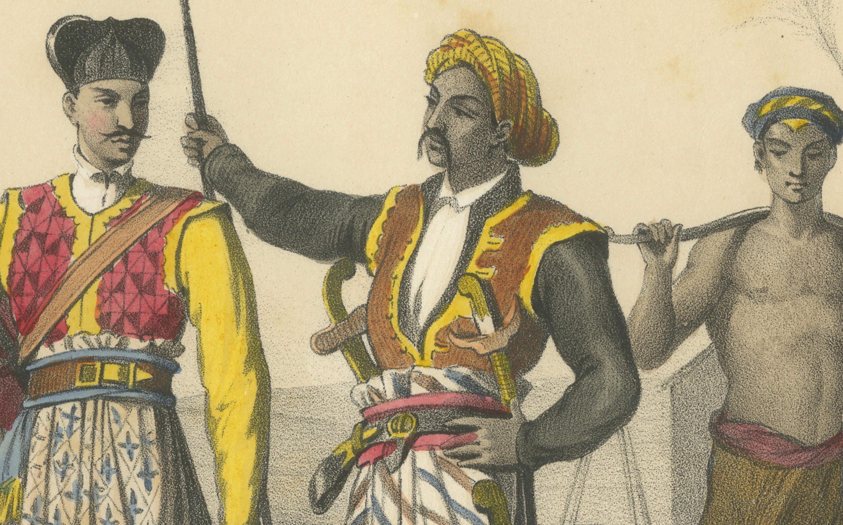Javanese Court Scene – Musician, Dancer, and Sultan’s Guard, c.1845