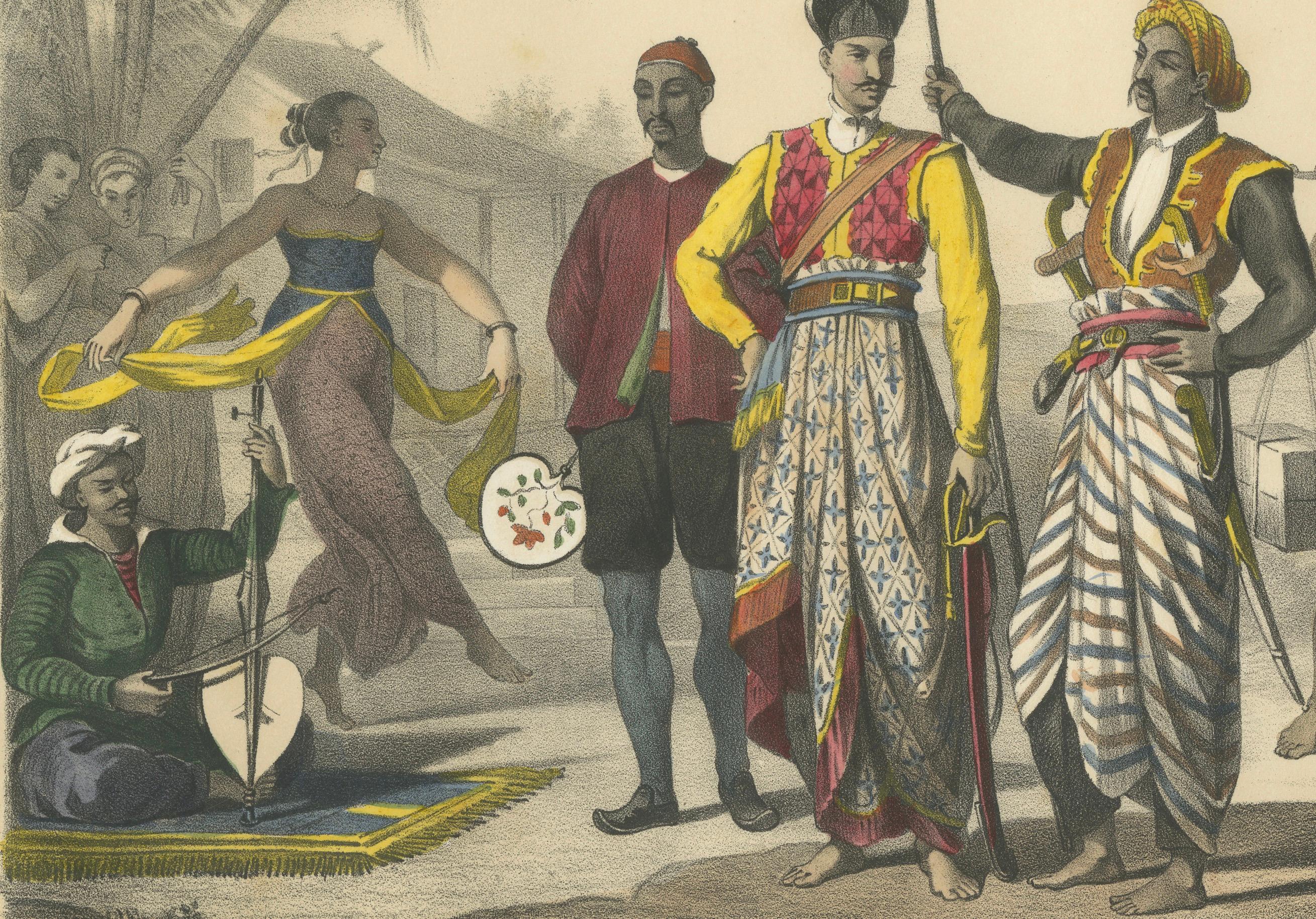 Javanese Court Scene – Musician, Dancer, and Sultan’s Guard, c.1845