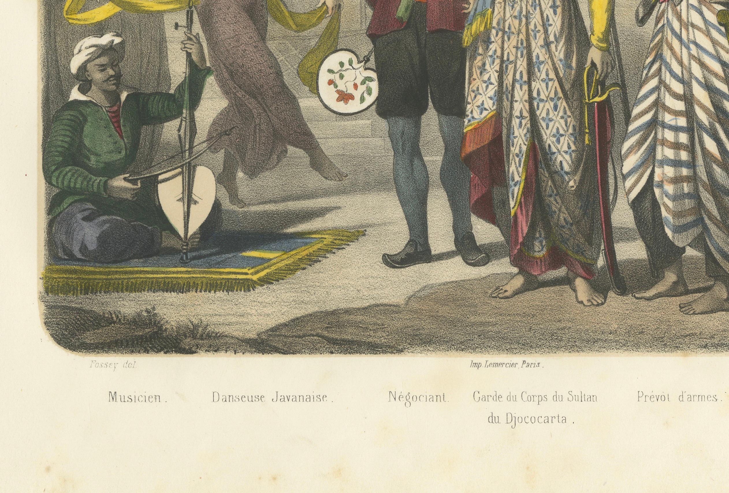 Javanese Court Scene – Musician, Dancer, and Sultan’s Guard, c.1845