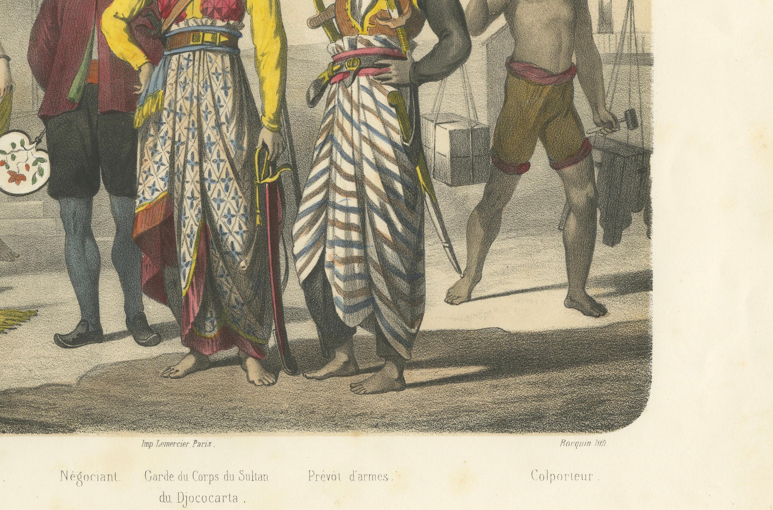 Javanese Court Scene – Musician, Dancer, and Sultan’s Guard, c.1845