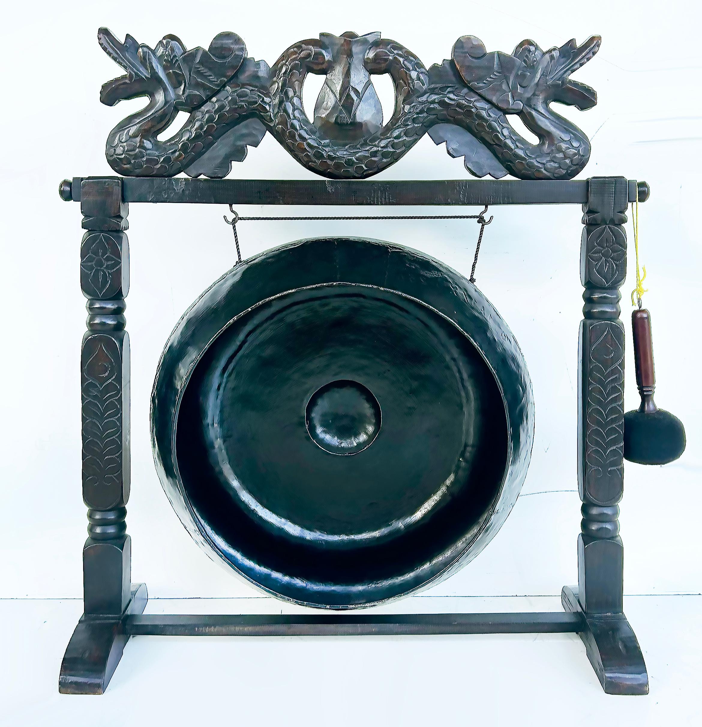 Javanese Gong on Carved Stand For Yoga and Meditation, Late 20th Century For Sale 5