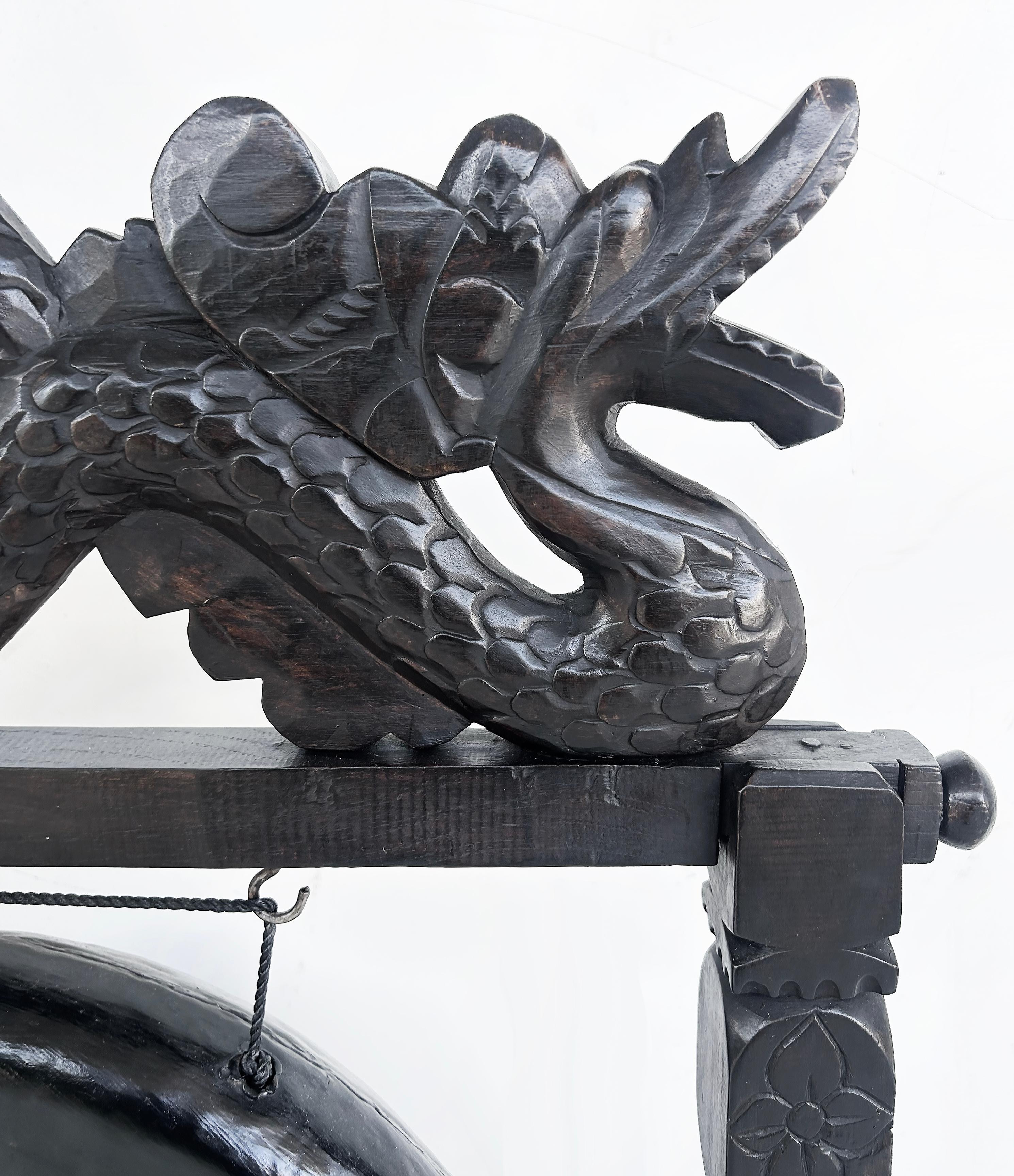 Javanese Gong on Carved Stand For Yoga and Meditation, Late 20th Century In Good Condition For Sale In Miami, FL