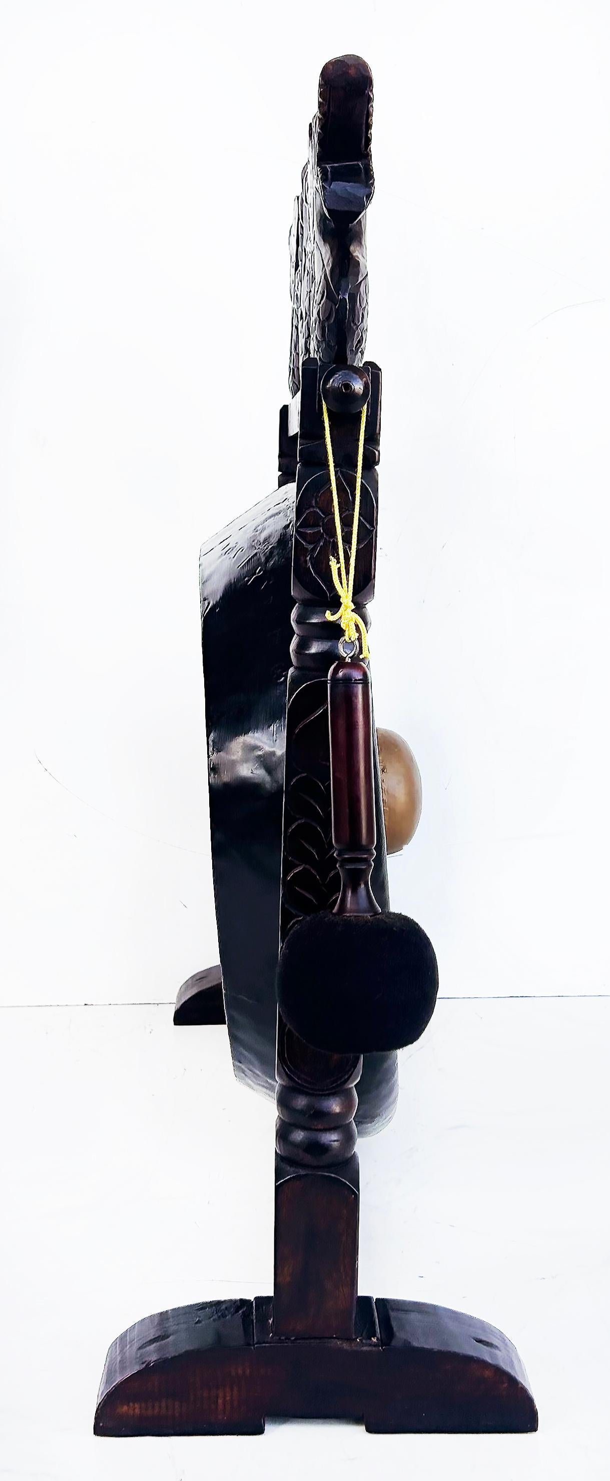 Javanese Gong on Carved Stand For Yoga and Meditation, Late 20th Century For Sale 2