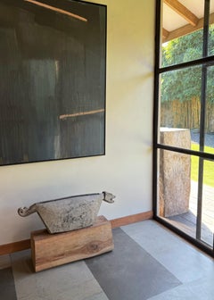 Javanese hand-carved kentongan slit drum carving depicting mythical horse c.1920