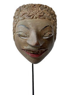Javanese Hand-Crafted Wayang Topeng Theatre Mask, Indonesia, Early 20th Century
