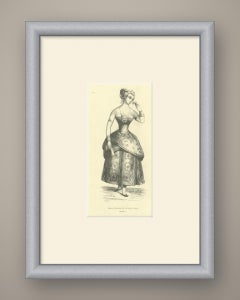 Signora giavanese dell’alta società, stampa d’epoca di Wahlen raffigurante un costume, 1843-1844