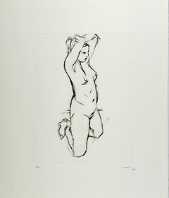 "Estudio de mujer desnuda" 2007 Grabado Original Firmado Punta Seca Artista Mexicano