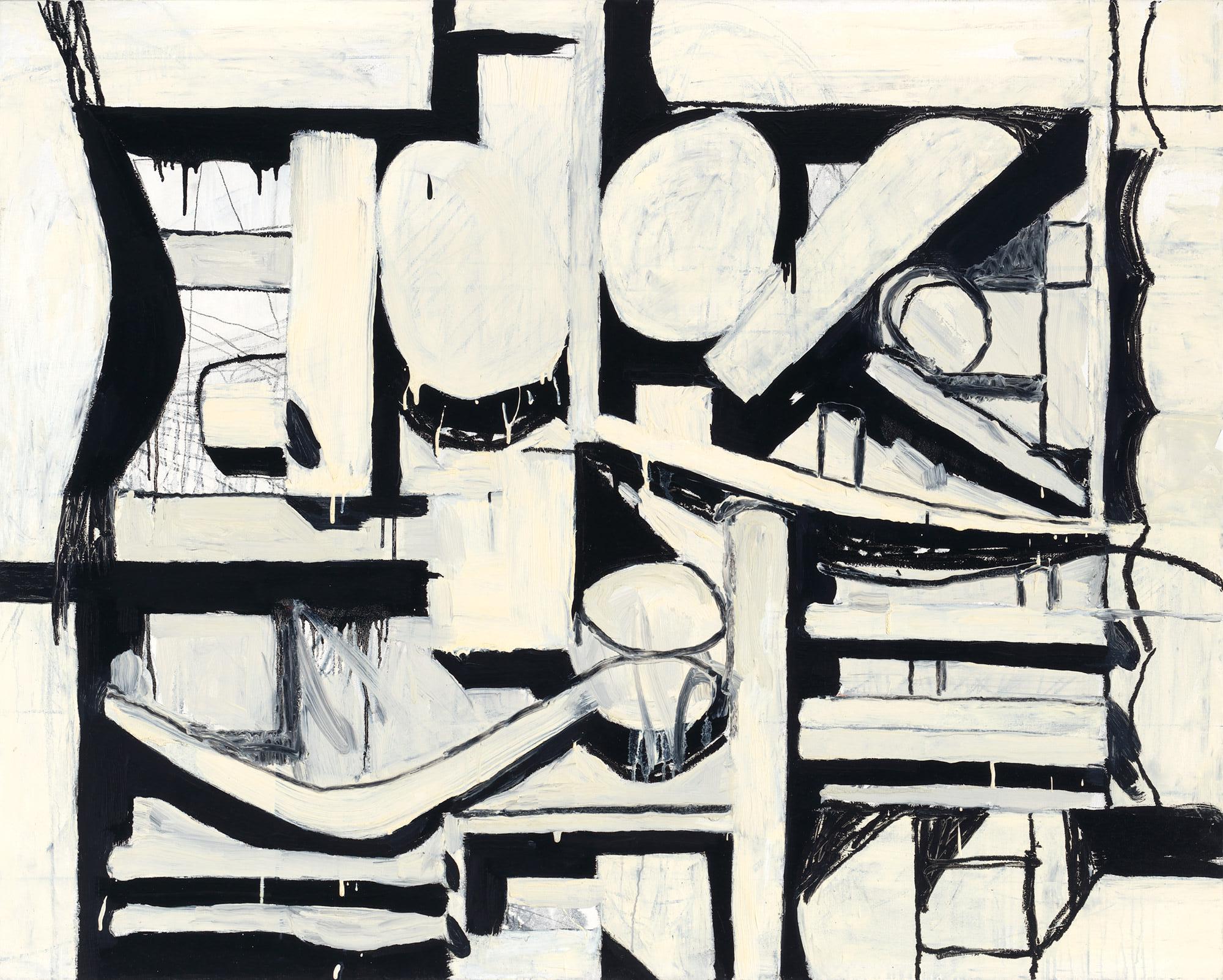 Javier Arizmendi-Kalb Abstract Painting – cavation - monochrome geometrische Abstraktion