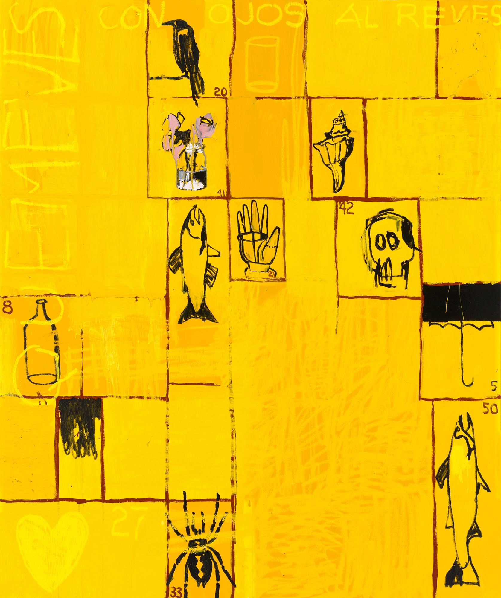 Javier Arizmendi-Kalb Abstract Painting - Loteria — 72 x 60 inches-  yellow abstract oil on canvas