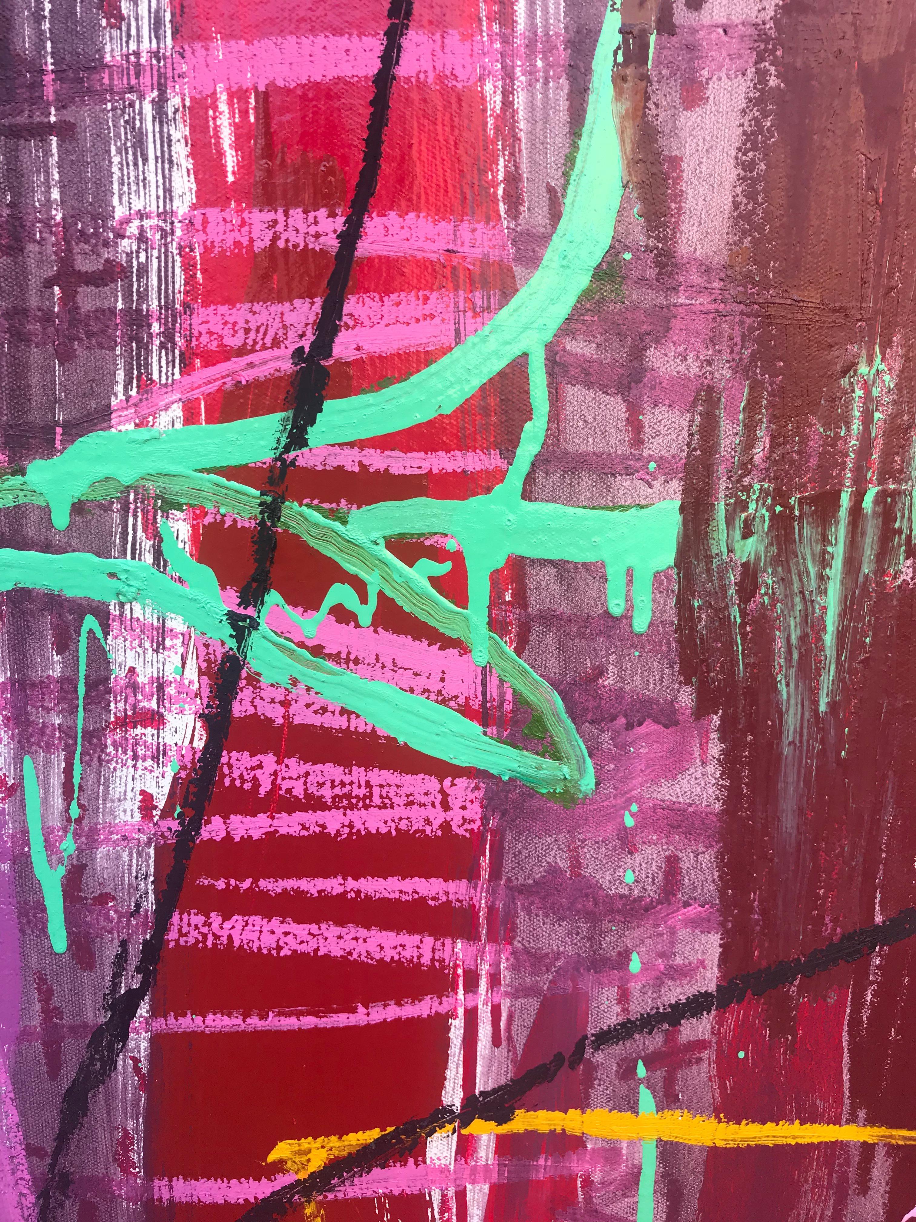 Resurgimiento - 72 x 60 pollici - olio astratto espressionista su tela - Painting Astrattismo geometrico di Javier Arizmendi-Kalb