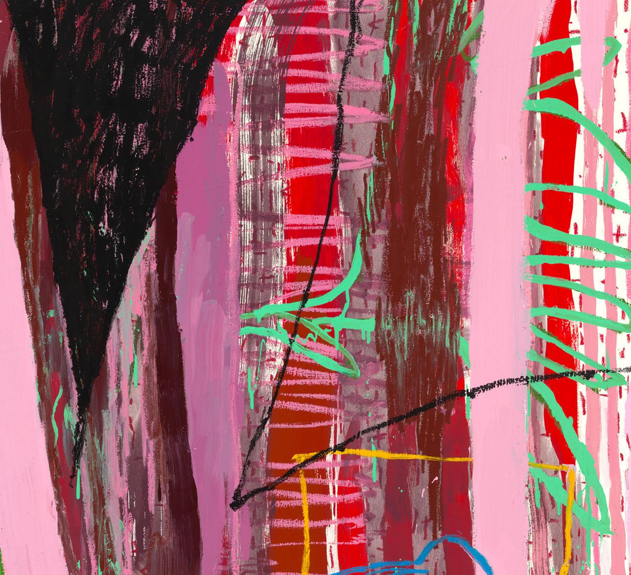 Resurgimiento - 72 x 60 pollici - olio astratto espressionista su tela - Abstract Painting Rosa di Javier Arizmendi-Kalb