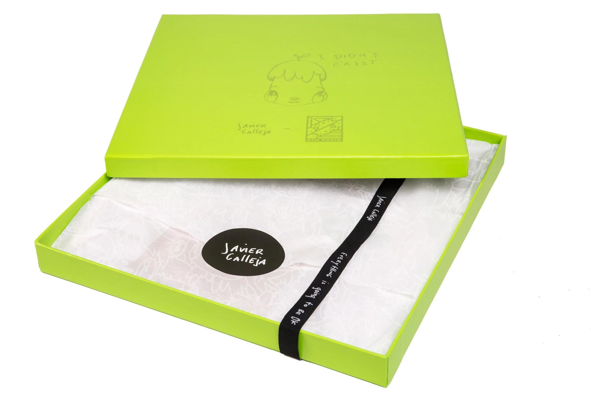 Écharpe JAVIER CALLEJA - Écharpe en édition limitée I DIDN'T EXIST (IL N'existe pas) - Mode moderne - Beige Figurative Print par Javier Calleja