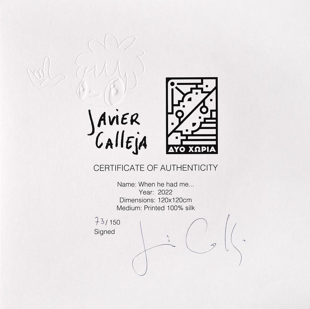 Javier Calleja - WHEN HE HAD ME Anime Écharpe Édition Limitée Design Pop Art Moderne en vente 5