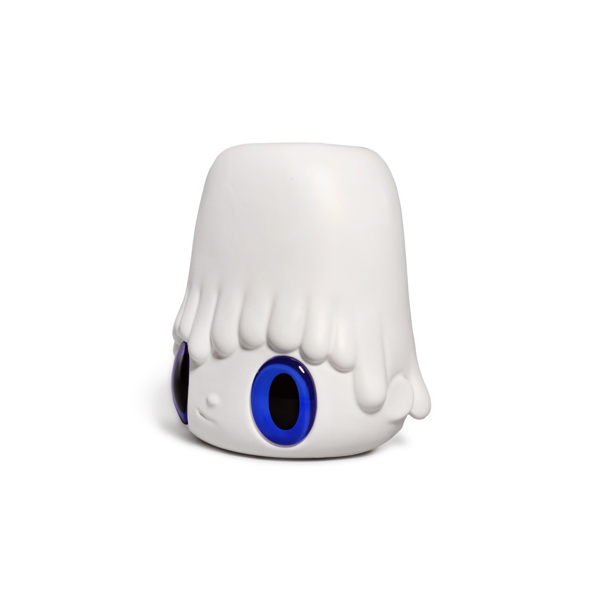 JAVIER CALLEJA Vaso di fiori bianchi 'Pot Pop Top' (occhi blu) Design moderno limitato - Sculpture di Javier Calleja