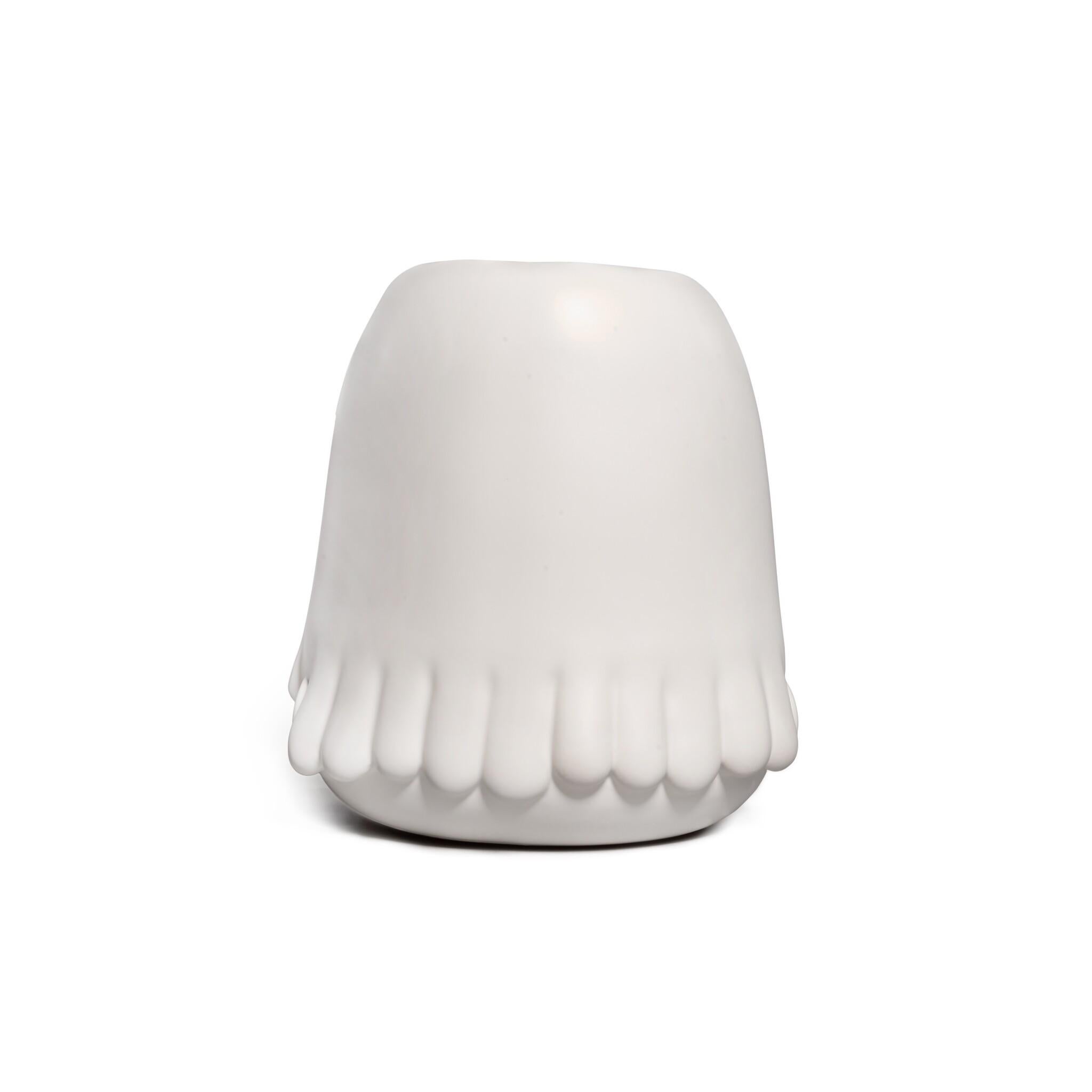 JAVIER CALLEJA Vaso di fiori bianchi 'Pot Pop Top' (occhi blu) Design moderno limitato - Sculpture Pop Art di Javier Calleja