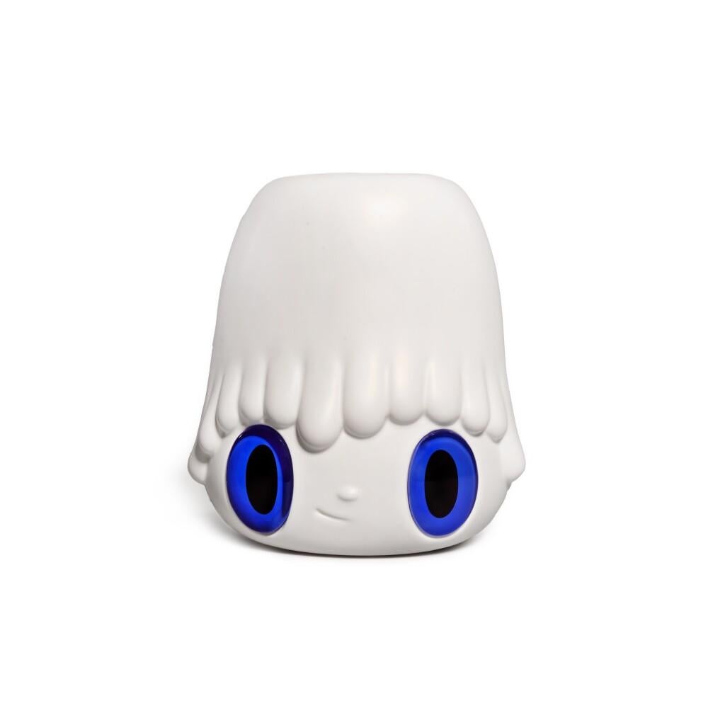 JAVIER CALLEJA Jarrón de flores blancas "Pot Pop Top" (ojos azules) Diseño moderno limitado