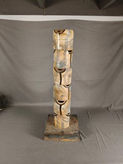 Javier Cervantes Hand-Painted High Temperature Ceramic Column Sculpture