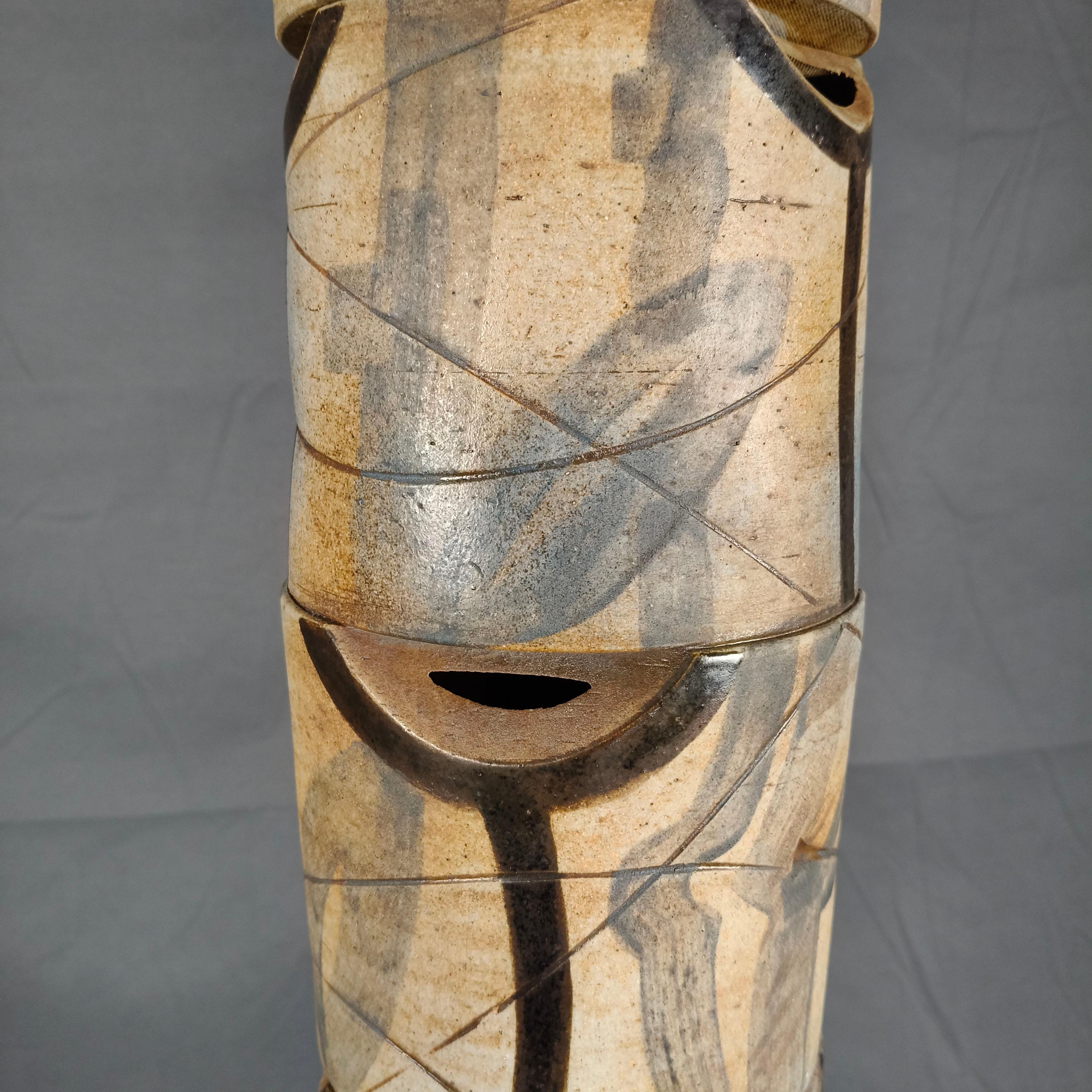 Javier Cervantes Hand-Painted High Temperature Ceramic Column Sculpture In Good Condition For Sale In Mexico City, MX