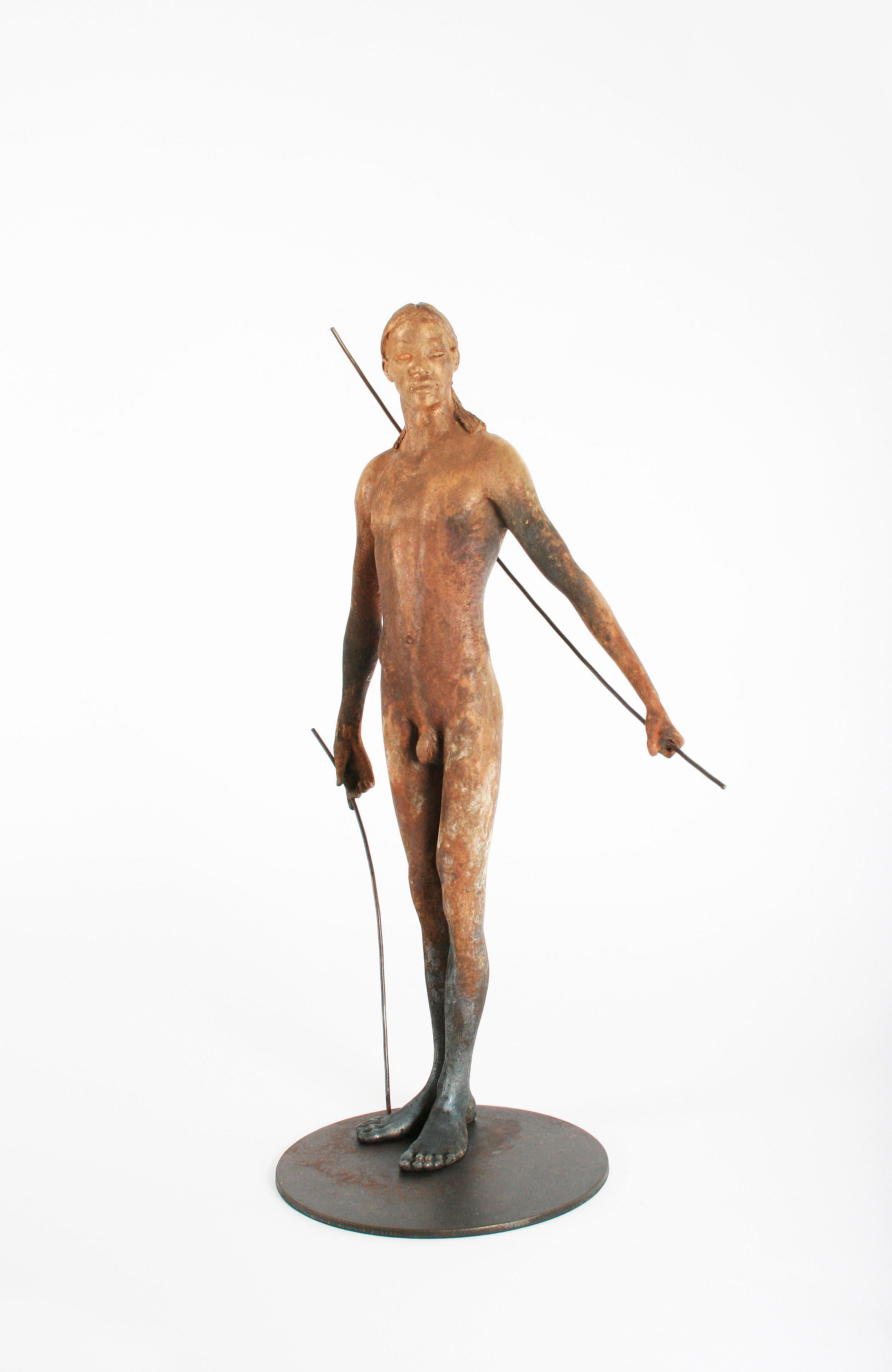 Javier de la Rosa Figurative Sculpture - Guardian - contemporary, sculpture, bronze, patina and iron, 21st C.
