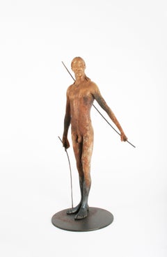 Guardian - contemporary, sculpture, bronze, patina and iron, 21st C.