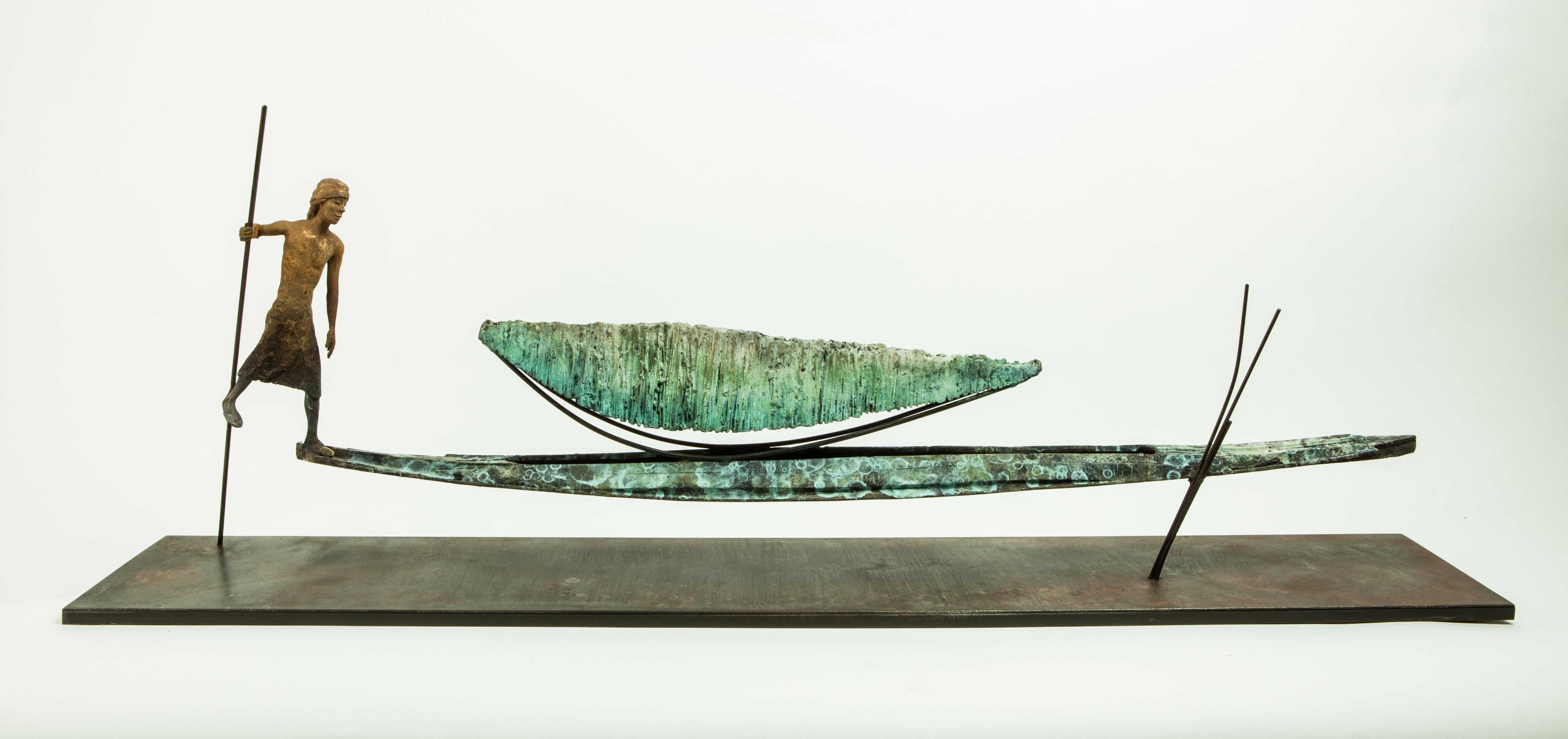 Javier de la Rosa Figurative Sculpture - Oceano - contemporary, animal sculpture, bronze, patina and iron, 21st C.