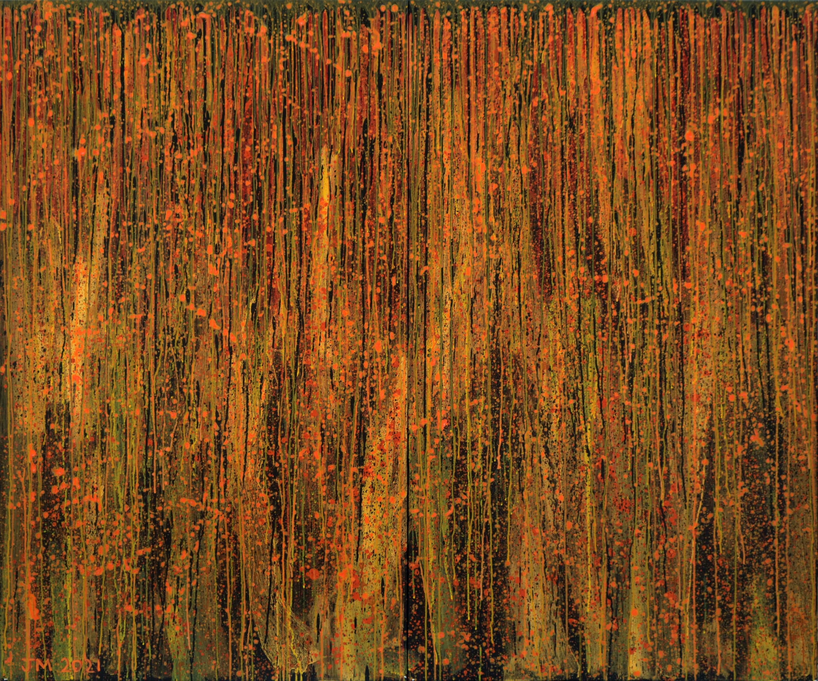 Javier Manrique Landscape Painting - Heat of the Night [Diptych], Abstract Acrylic on Canvas, 21st Century