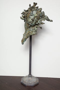 Javier Marin Signed Bronze Bust Male with Flowing Hair