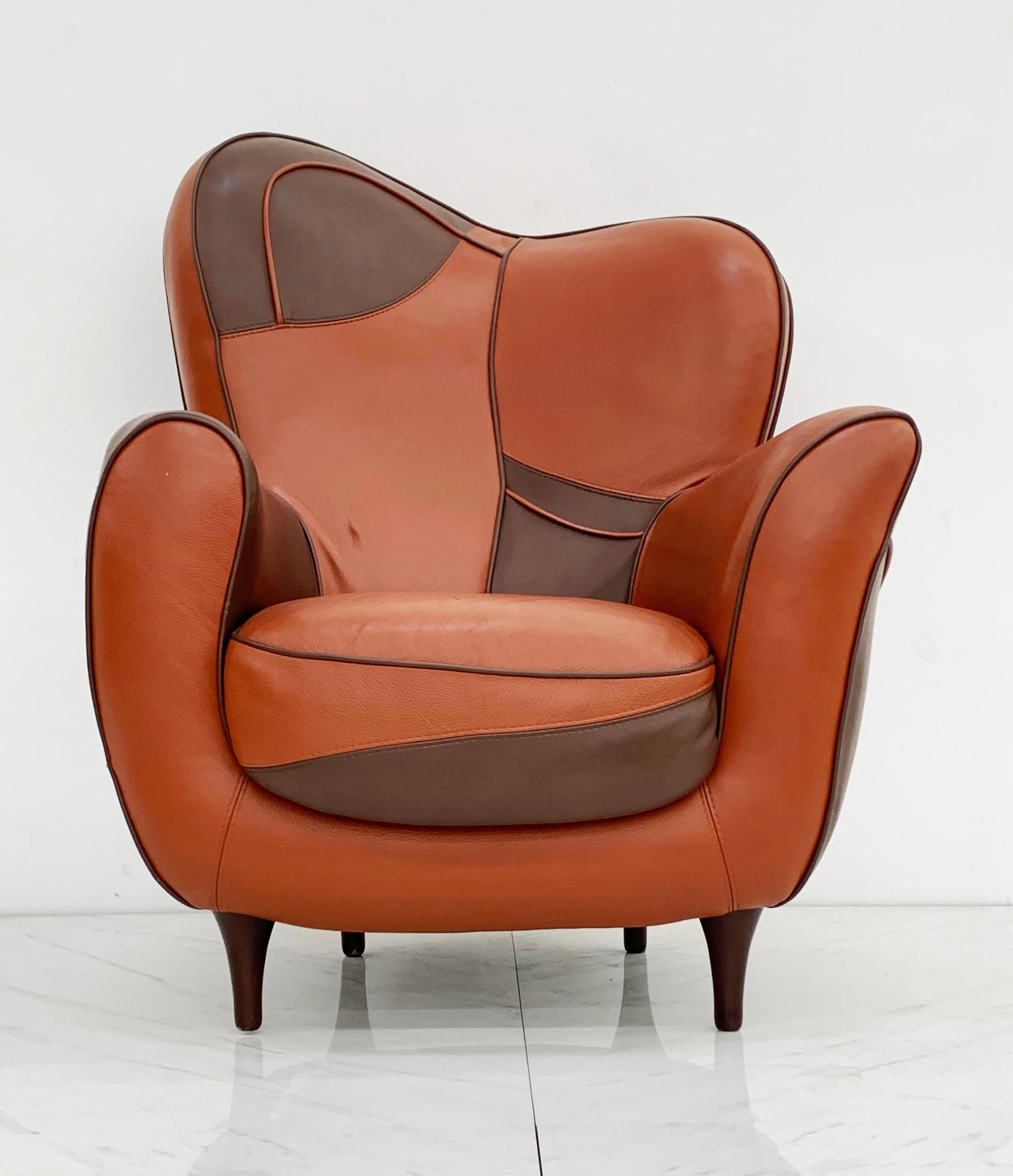 Post-Modern Javier Mariscal Poltrona Moroso Alessandra Leather Lounge Chair, 1995