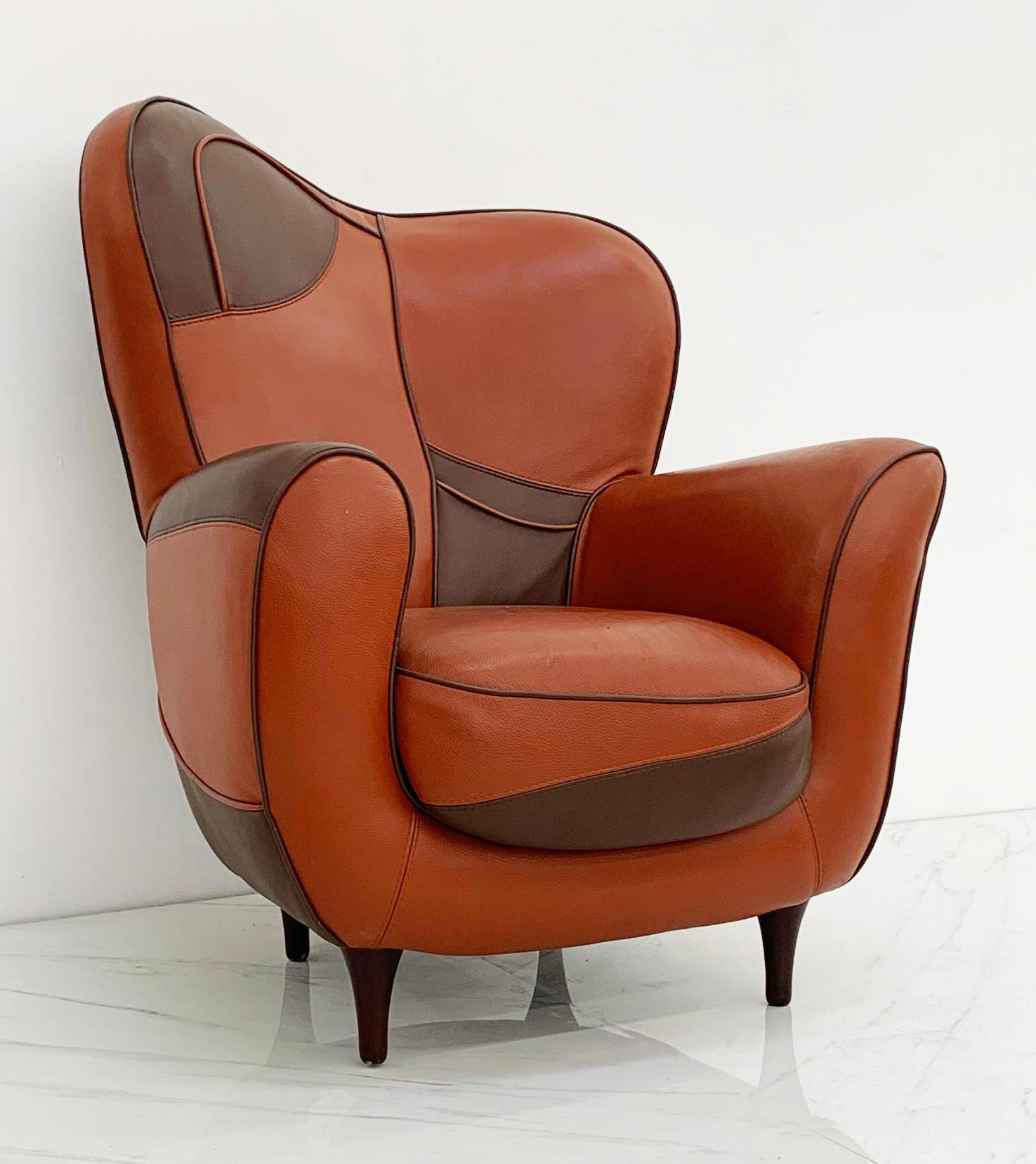 Italian Javier Mariscal Poltrona Moroso Alessandra Leather Lounge Chair, 1995