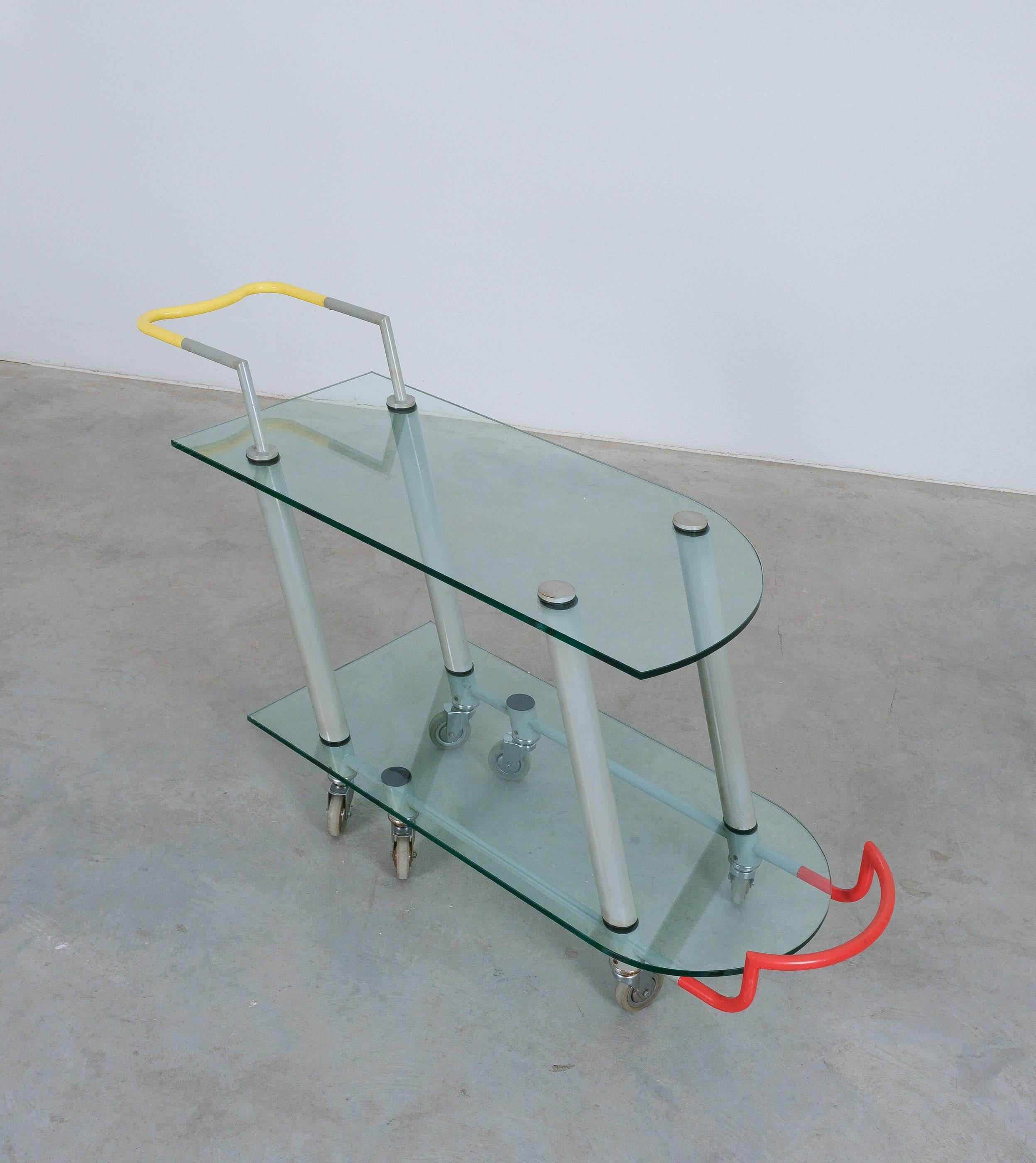 Steel Javier Mariscal Post-Modern Bar Cart Hilton For Memphis , Italy, 1981 For Sale