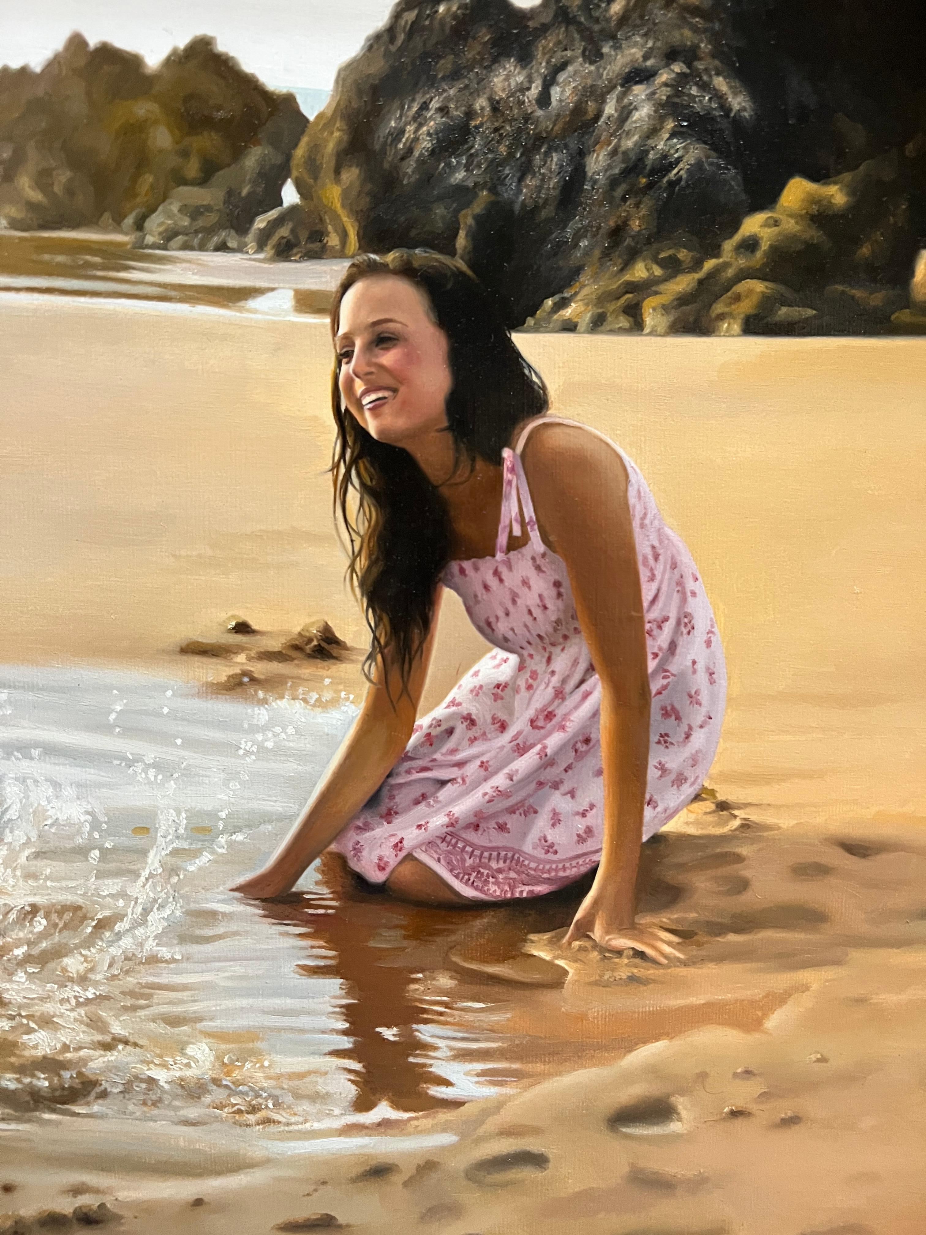 En La Playa (At the Beach) - Realist Painting by Javier Pedrosa 