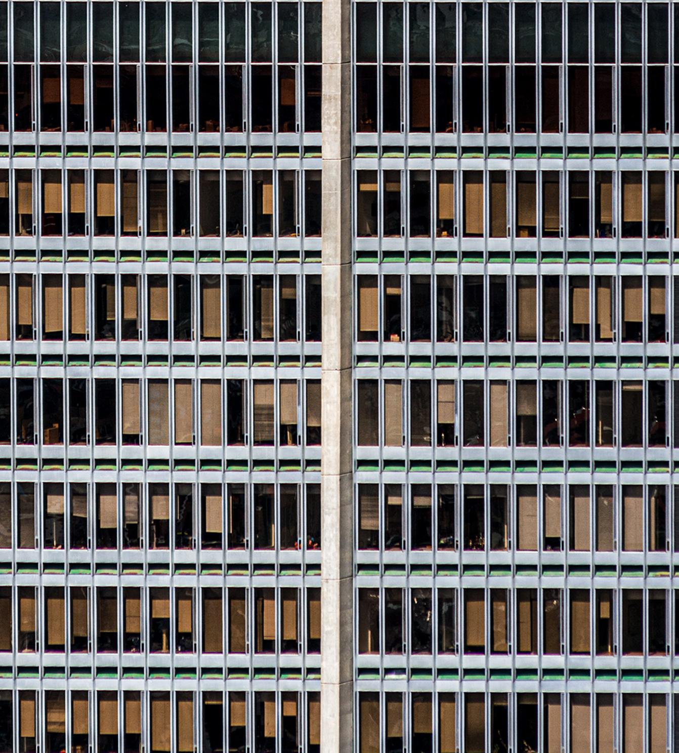 1002 Windows. Abstract architectural  landscape color photograph  - Black Landscape Photograph by Javier Rey