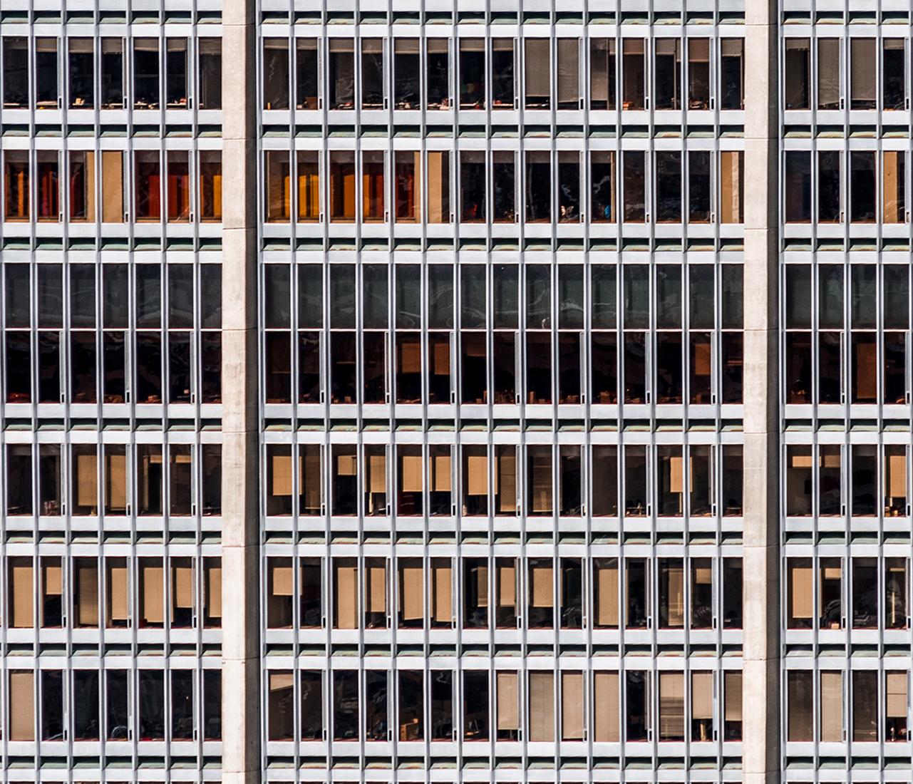 1003 Windows. Abstract architectural  landscape color photograph  - Gray Color Photograph by Javier Rey