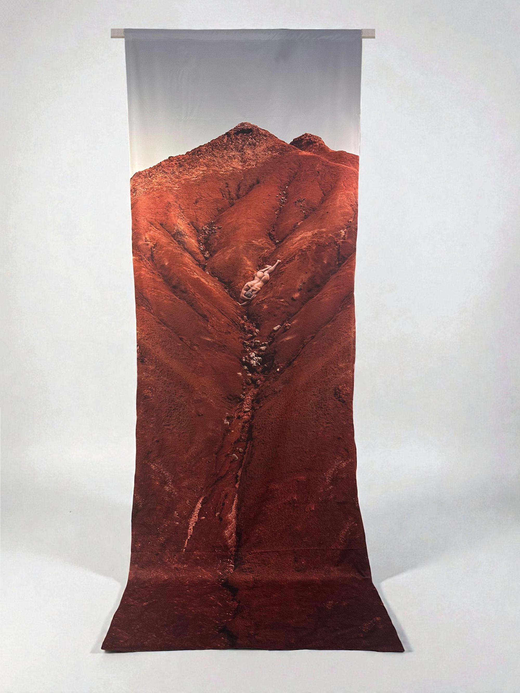 Engulfment 777. Nude in a landscape. Sublimation on textile